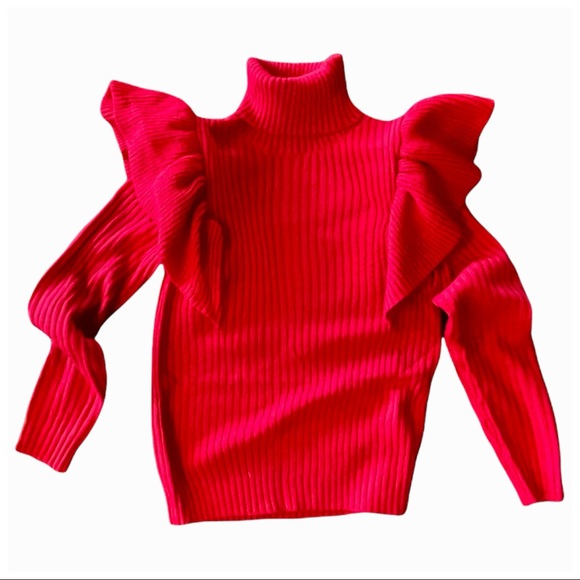 The Arti Red Ruffle Turtleneck Sweater - Picture 9 of 9